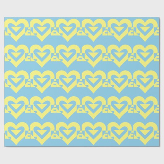 Love Yellow on Blue Cadeaupapier (Vlak)