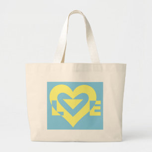 Love Yellow on Blue Grote Tote Bag
