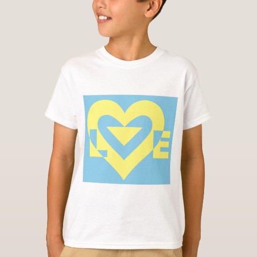 Love Yellow on Blue T-shirt (Voorkant)
