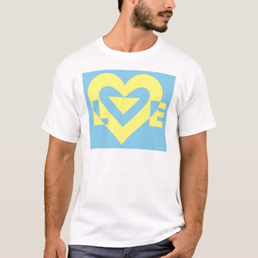 Love Yellow on Blue T-shirt (Voorkant)