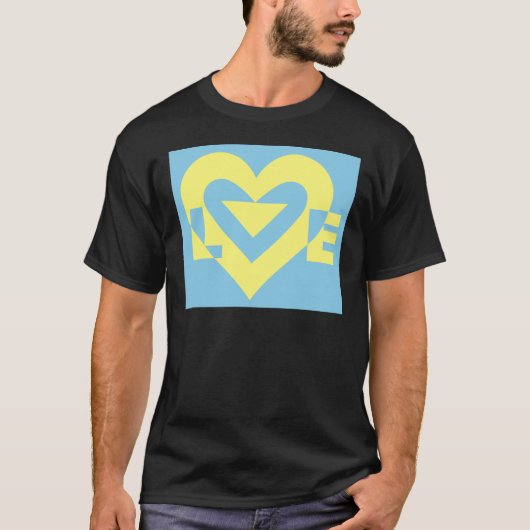 Love Yellow on Blue T-shirt (Voorkant)