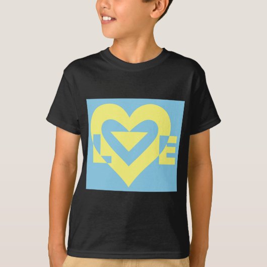 Love Yellow on Blue T-shirt (Voorkant)