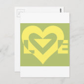 Love Yellow on Sage Green Briefkaart (Voorkant / Achterkant)