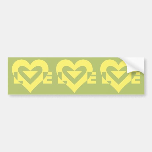 Love Yellow on Sage Green Bumpersticker (Voorkant)
