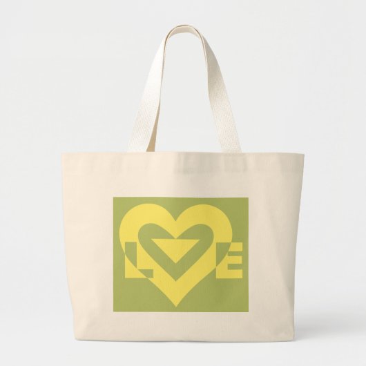 Love Yellow on Sage Green Grote Tote Bag (Voorkant)