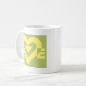 Love Yellow on Sage Green Koffiemok (Voorkant links)