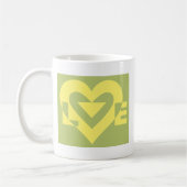 Love Yellow on Sage Green Koffiemok (Links)