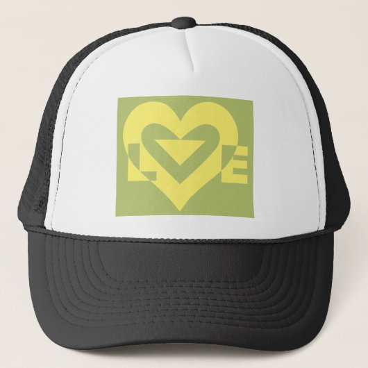 Love Yellow on Sage Green Trucker Pet (Voorkant)