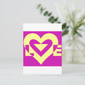 Love Yellow op Paars Briefkaart (Staand voorkant)
