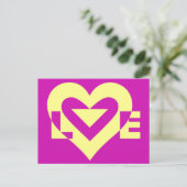 Love Yellow op Paars Briefkaart (Staand voorkant)