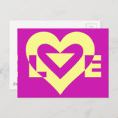 Love Yellow op Paars Briefkaart (Voorkant / Achterkant)