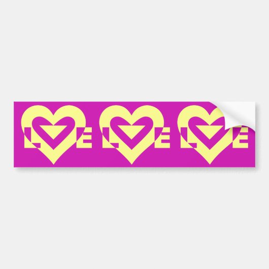 Love Yellow op Paars Bumpersticker (Voorkant)