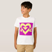 Love Yellow op Paars T-shirt (Voorkant volledig)