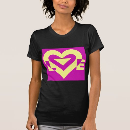 Love Yellow op Paars T-shirt (Voorkant)