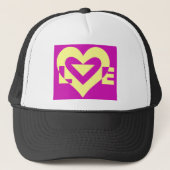 Love Yellow op Paars Trucker Pet (Voorkant)
