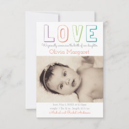 LOVE Yellow Quatrefoil - 3x5 Geboorteaankondiging Aankondiging