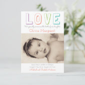 LOVE Yellow Quatrefoil - 3x5 Geboorteaankondiging Aankondiging (Staand voorkant)