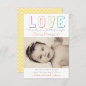 LOVE Yellow Quatrefoil - 3x5 Geboorteaankondiging Aankondiging (Voorkant / Achterkant)