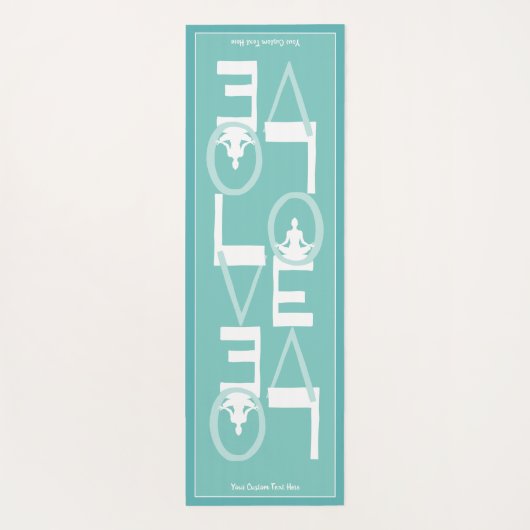 LOVE Yoga Gepersonaliseerde Peach Blauwgroen 2 ZIJ Yogamat (Achterkant)