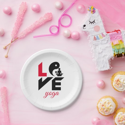 Love yoga papieren bordje (Feest)