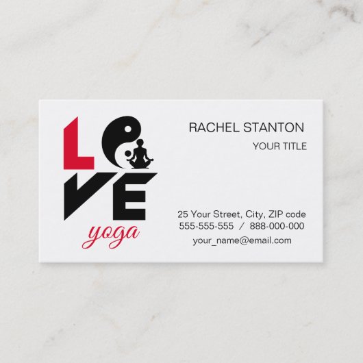 Love yoga visitekaartje (Voorkant)