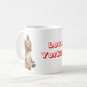 Love Yorkie Yorkshire Terrier Puppy Dog Coffee Mok (Voorkant links)