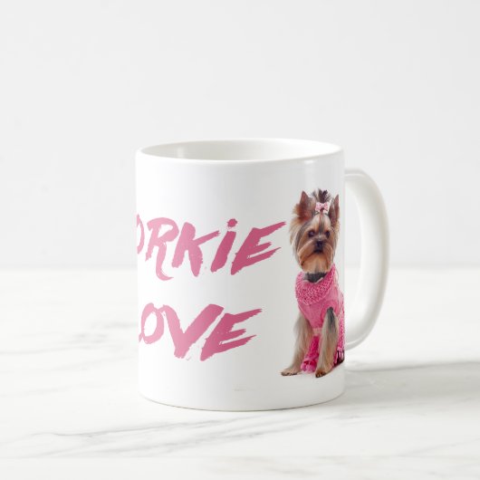 Love Yorkie Yorkshire Terrier Puppy Dog Coffee Mok (Voorkant rechts)