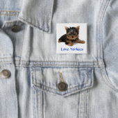 Love Yorkies Puppy Button Pin (In situ)