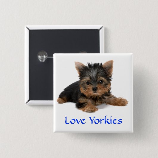 Love Yorkies Puppy Button Pin (Voorkant /achterkant)