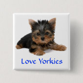 Love Yorkies Puppy Button Pin (Voorkant)