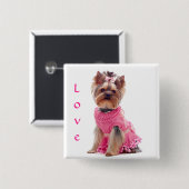 Love Yorshire Terrier Puppy Dog Pin / Button (Voorkant /achterkant)