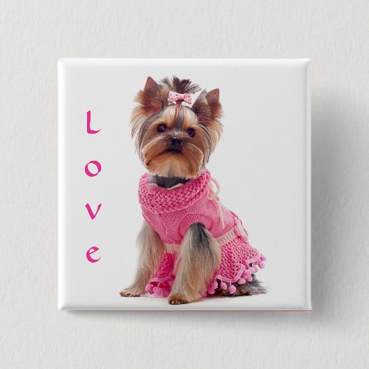 Love Yorshire Terrier Puppy Dog Pin / Button (Voorkant)