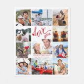 Love You 11 Photo Collage Heart Paar Fleece Deken (Voorkant)