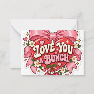 Love You a Bunch Retro Coquette Hart Strikker Notitiekaartje