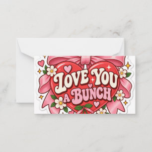 Love You a Bunch Retro Coquette Hart Strikker Notitiekaartje