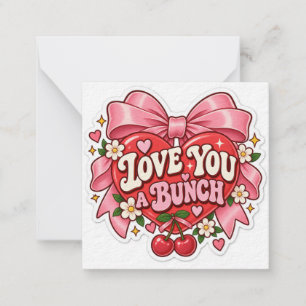 Love You a Bunch Retro Coquette Hart Strikker Notitiekaartje
