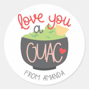 Love You a Guac Valentijnskaart Ronde Sticker