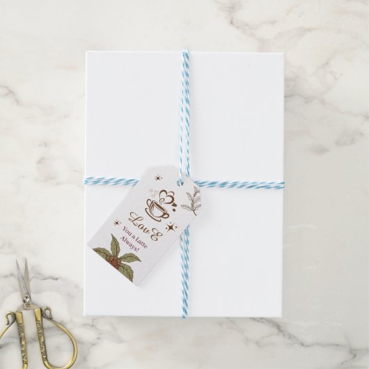 Love You a Latte Always Koffie Cadeautag Cadeaulabel (Met Touw)