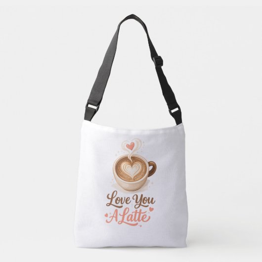 Love You A Latte – Cute Coffee Valentine Gift Crossbody Tas (Voorkant)