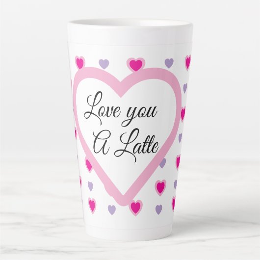 'Love you a latte' hartenpatroon Valentijns Latte Mok (Voorkant)
