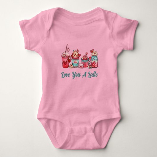 Love You A Latte Ming Roze Baby Body Romper (Voorkant)