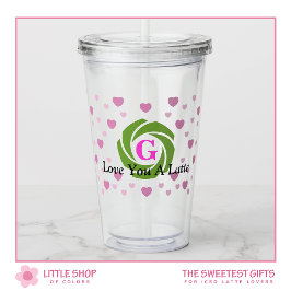 Love You a Latte Monogrammed Valentijnsdag Acryl Drinkbeker