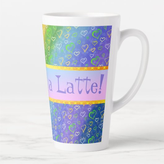 Love You a Latte Rainbow and Hearts Latte Mok (Rechts)