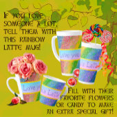 Love You a Latte Rainbow and Hearts Latte Mok