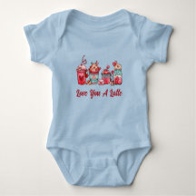 Love You A Latte Ruby Red On Blue Baby Bodypakje