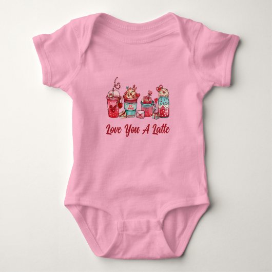 Love You A Latte Ruby Red On Pink Baby Bodysuit (Voorkant)