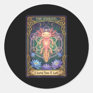 Love You A Lotl Tarot Card The Axolotl Sacred Geom Ronde Sticker