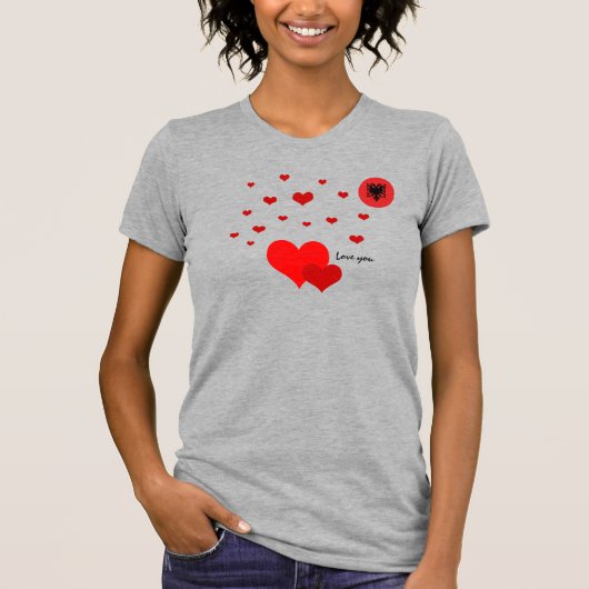 Love You Albanië, Harten & Albanese Vlag mode T-shirt (Voorkant)