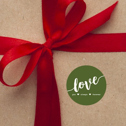 "Love You Always Forever" groene script kaart Ronde Sticker