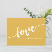 "Love You Always Forever" Mosterd Hand Script Kaar Feestdagenkaart (Staand voorkant)